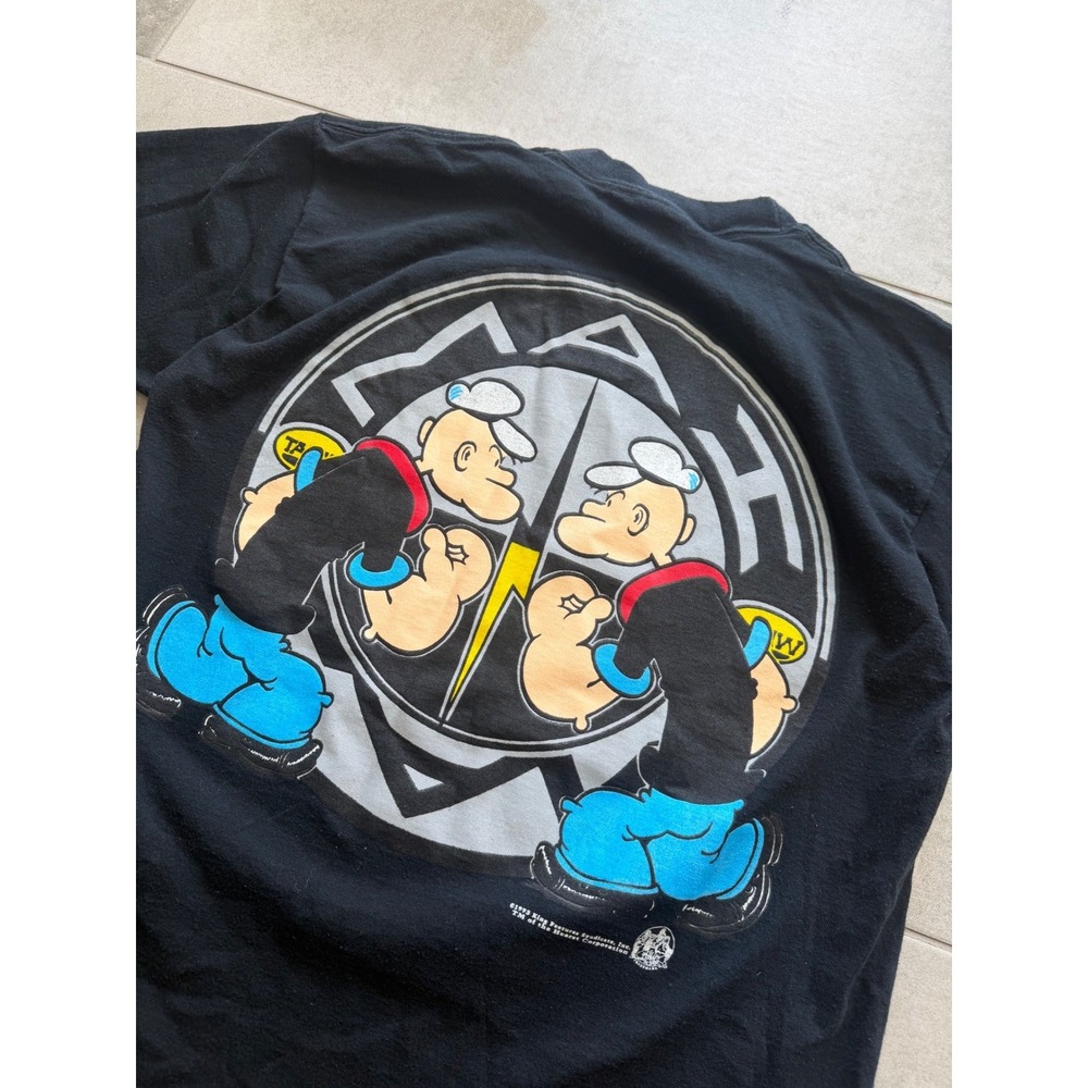 Vintage 1993 Popeye Lightning Bolt Shirt Mens Medium Black Single Stitch USA - Picture 8 of 10